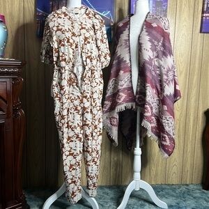 JESSICA SIMPSON PONCHO and UNIVERSAL THREAD JUMPSUIT